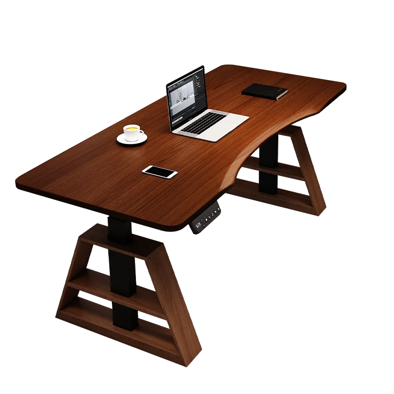 d*-Nordic Creative L-shaped Writing Desk Modern Minimalist Executive Lift Computer Desk Solid Wood Electric Office Furniture