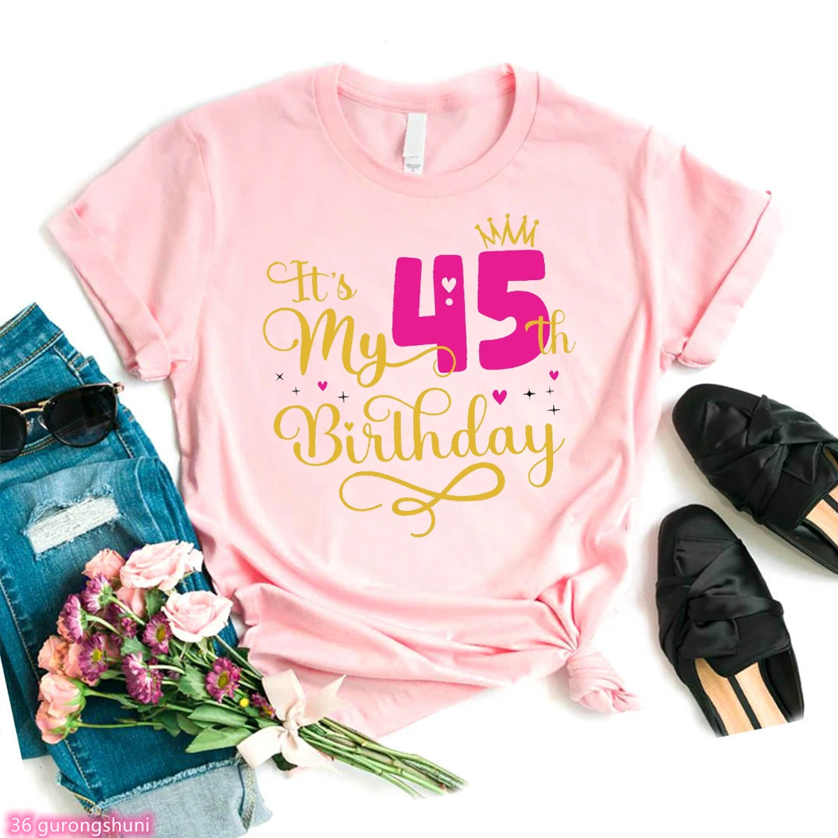 Camiseta de Feliz Aniversário Feminina, É Meu 40 ° Aniversário, Camiseta de 40 Anos, Moda Camiseta para Festa de 14-60 ° Aniversário