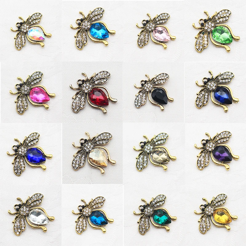 5pcs/batch Garment with Alloy Rhinestone Buttons DIY Wedding Dress Sewing Craft Accessories Butterfly Hair Ornament Decoration