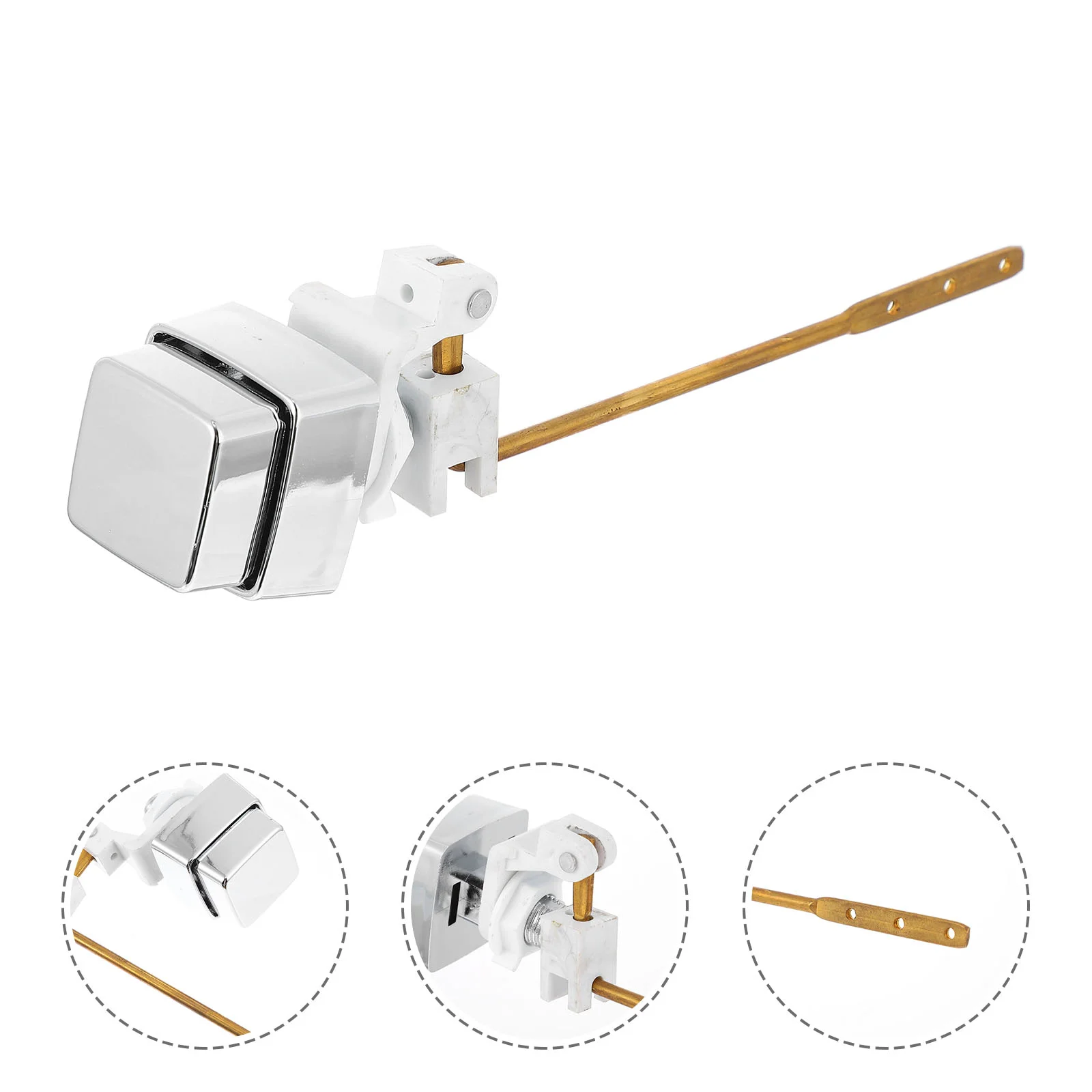 

1Pc Toilet Flush Tank Lever Button Copper Toilet Flush (Silver) Toilet Supply Toilet Tank