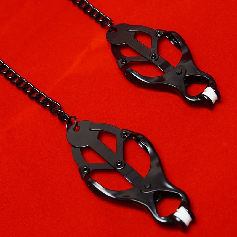 BDSM Nipple Clamps with Chain,Clover Nipples Clips Rubber-padded Tips,Sex Toy for Couples,SM Adult Games,Breast Clit Stimulation - view 4
