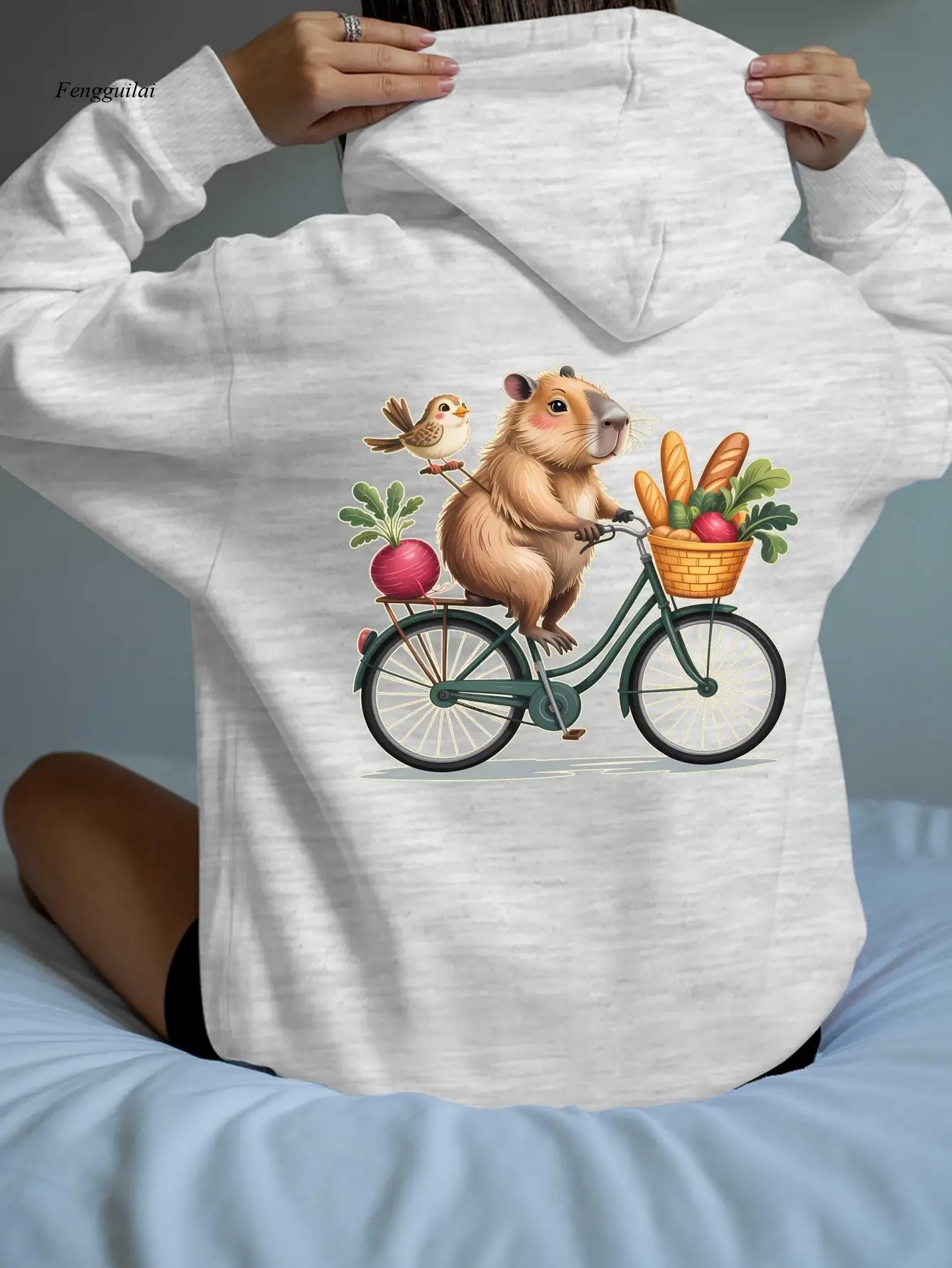 Lässiges Sweatshirt mit Rückendruck, modischer, trendiger Kapuzenpullover, warmes, lässiges Langarm-Sweatshirt für Herbst und Winter