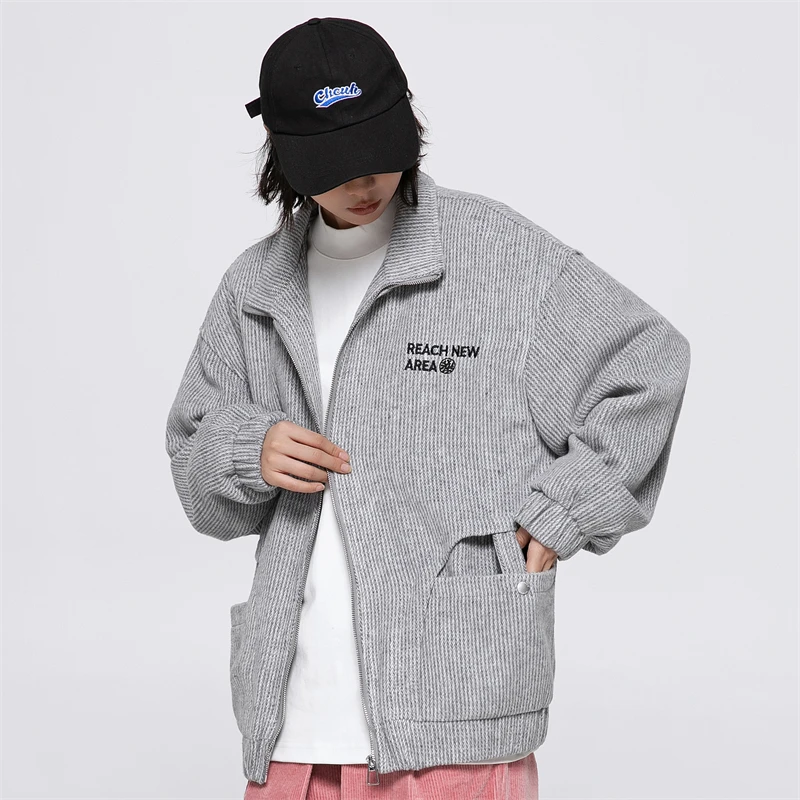 Men's Luxury Clothing Gray Vintage 90s Bomber Jacket Plus Y2k for Men Japanese Streetwear Varsity Jackets Warm Clothes for Women