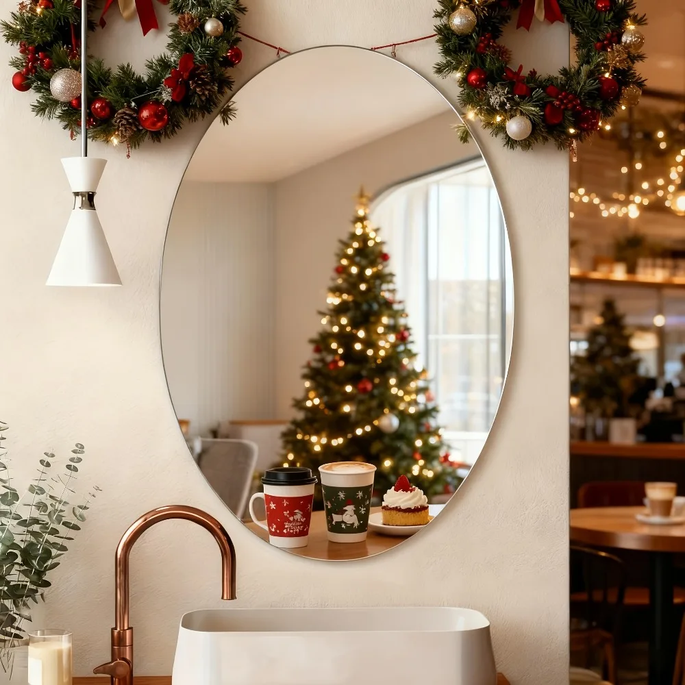 

Black Friday Deal! Single Pack Frameless Oval Mirror - Chic Wall Decor for Hotel Bedrooms, Bathrooms. Perfect Gift for Moms