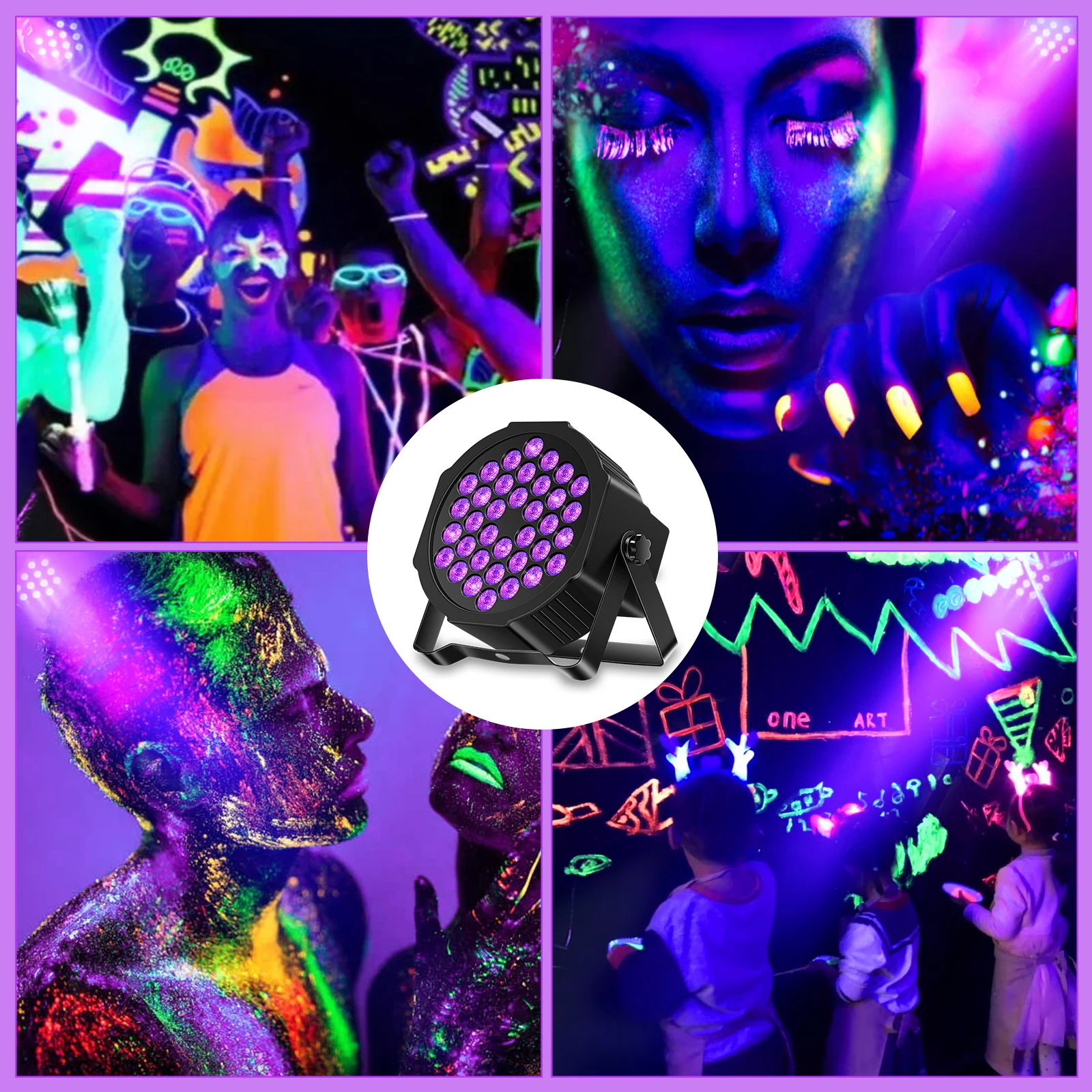 U'King 36 LEDs Par Bühnenbeleuchtung Publikum UV Schwarzlicht 36 W Par Beleuchtung DJ Lichter Party Licht für Disco Lichter Hochzeit Party – Detail 2