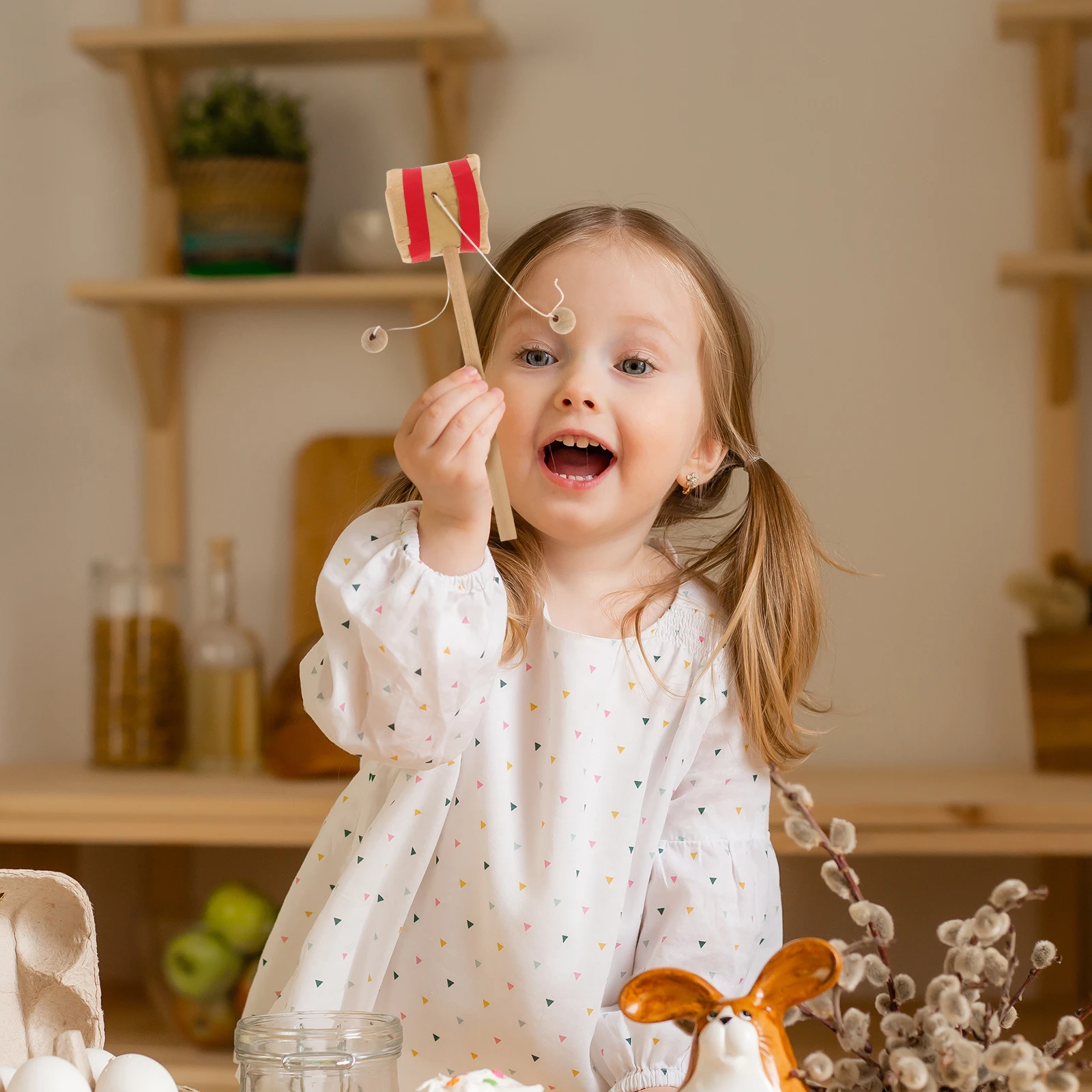 Tambor de bambú artesanal, instrumento de percusión de madera para niños, estimulación auditiva, tambor musical de mano, sonajero para bebés