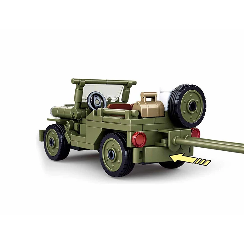 143PCS Military Vehicle WW2 Normandy Landing WILLYS Car Building Blocks Army Soldier Car Classic Model Bricks Set Kids DIY Toys