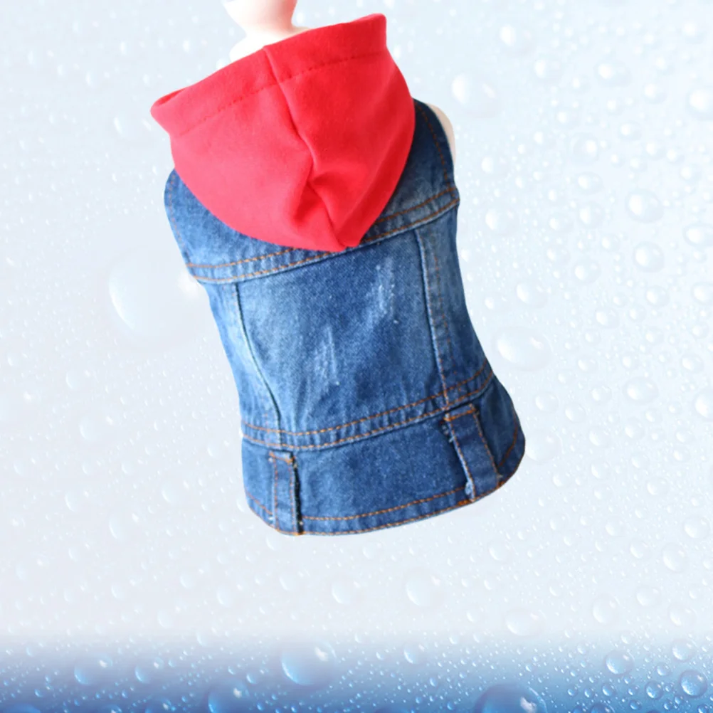 

Pet Vests Denim Cowboy Jacket Red Knitted Hat Dog Apparel Autumn Winter Xxl Retro Stylish Protective Four