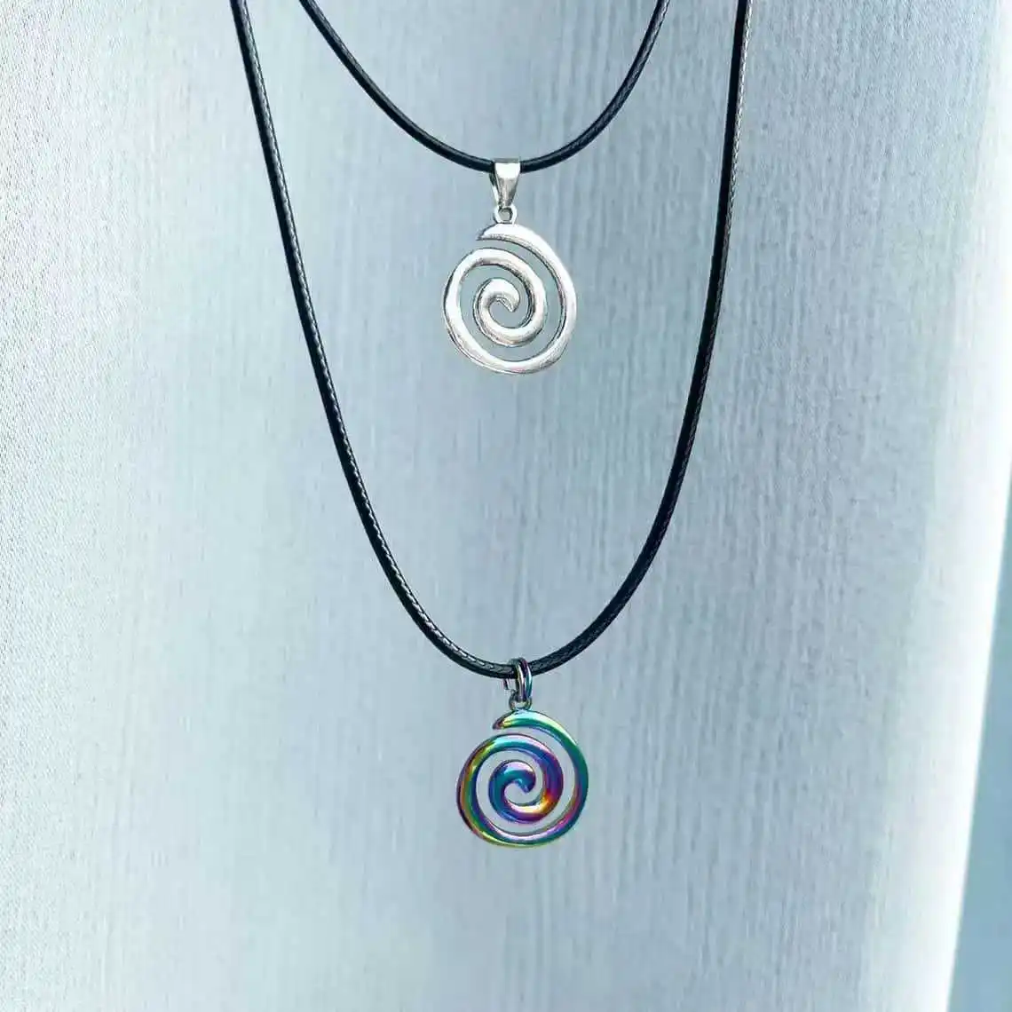 Vintage vortex necklace,Bohemian jewelry,simple,Y2k accessories,mysterious,symbol,rope chain,vortex Charm,Choker For Women Man