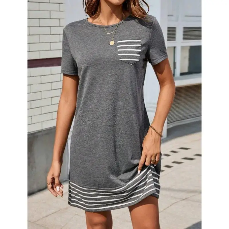 

Новая женская повседневная одежда irt round Ne ort Sve Striped Patchwork Netie Autumn Season Seven-Quarter Sve Faion Sportswear