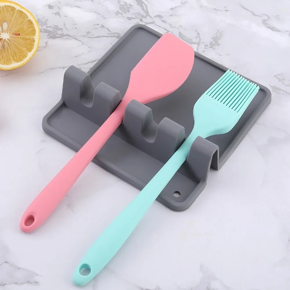Multi-functional Silicone Kitchen Utensil Rack Heat-Resistant Drying Rack Spoon Shelf Non-Slip Pot Lid Rack Cooking Station