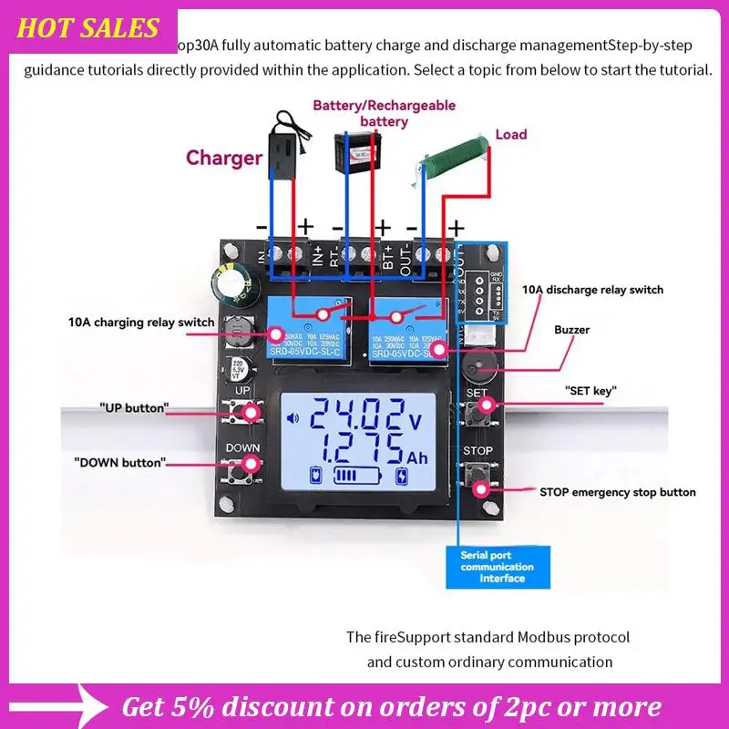 

XY-BT13L 30A Модуль заряда аккумулятора + модуль K485X Защита заряда Двунаправленная защита обнаружения тока, изысканный