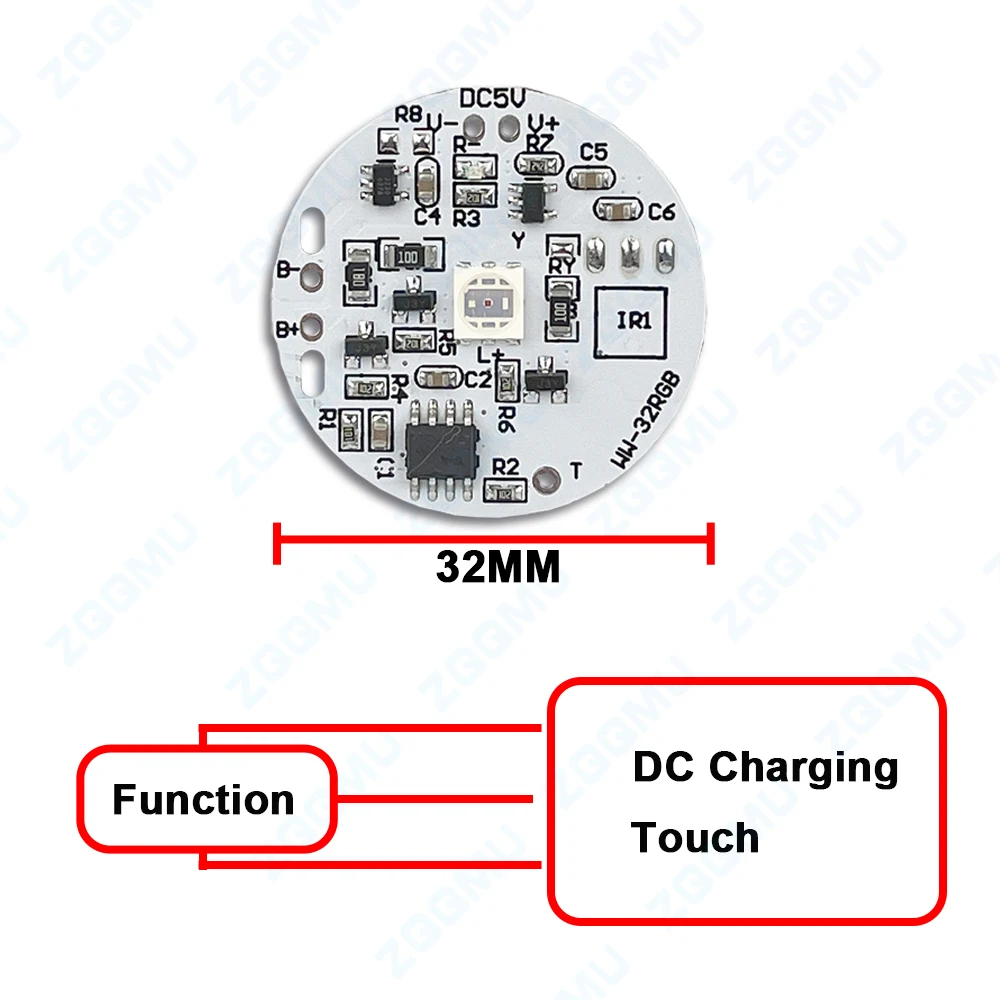 DC5V Low Voltage Colorful Gradient PCB Light Source Board Echargeable Touch Remote Control LED RGB Light Board 16 Colors 32MM