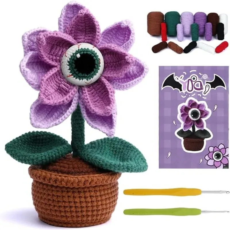 

IMZAY Non-finished Evil Eyes Shaped Crochet Material Package Yarn Weaving Kits Home Decoration DIY Supplies with Video Tutorials