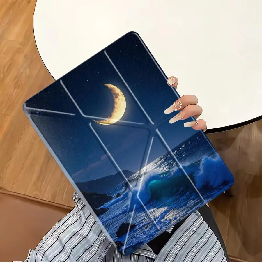 

Tablet Case For iPad Air M2 1 2 M4 Pro 10th 7th 11th 9th 8th Mini 7 6 Air 2025 4 5 M3 Holder Cover Love Beach Night Moon