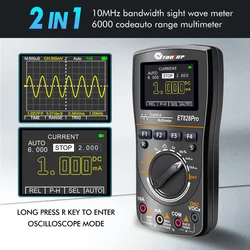 2w1 oscyloskop cyfrowy multimetr 10MHz 50Mps/s automatyczne przechwytywanie regulacja danych w kształcie fali oszczędzanie 6000 zliczeń True RMS woltomierz amperomierz