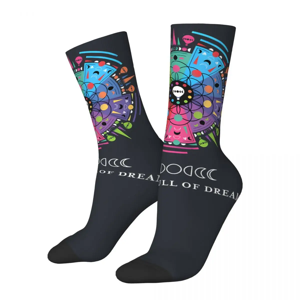 Funny Crazy compression Sock for Men Lklkoih Band Hip Hop Harajuku Cold-Play Happy Seamless Pattern  Boys Crew Sock Novelty Gift