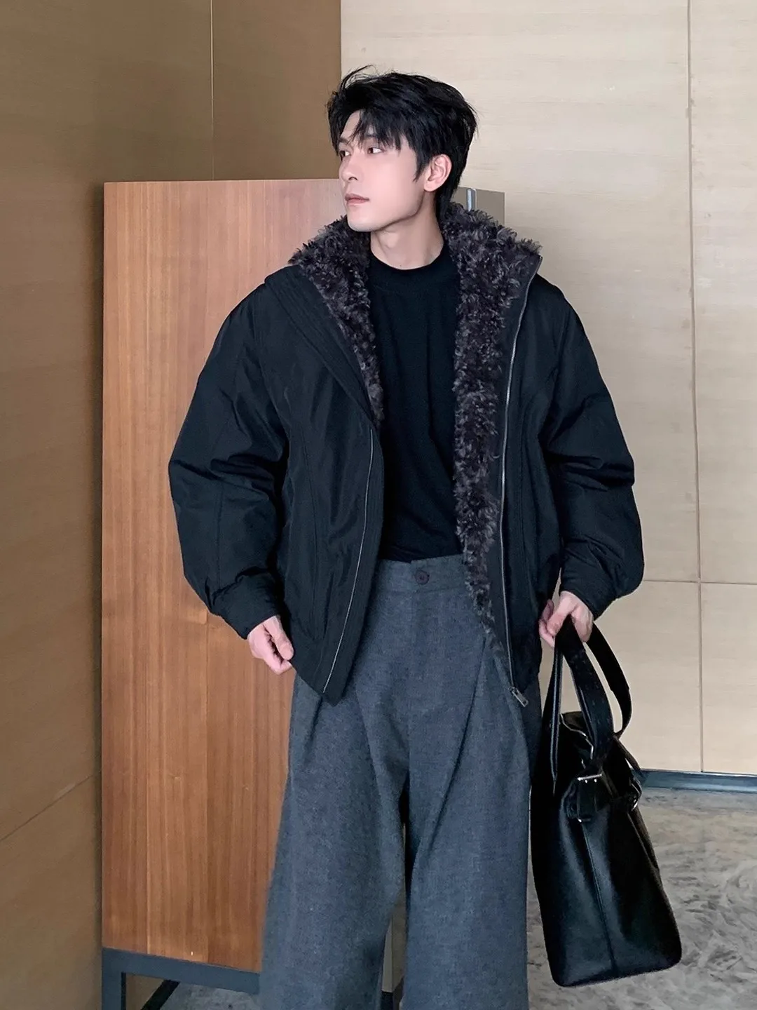 

Мужская зимняя стеганая куртка большого размера с пуховым наполнителем, белым меховым воротником и хлопковым утеплителем, повседневная молодежная теплая верхняя одежда