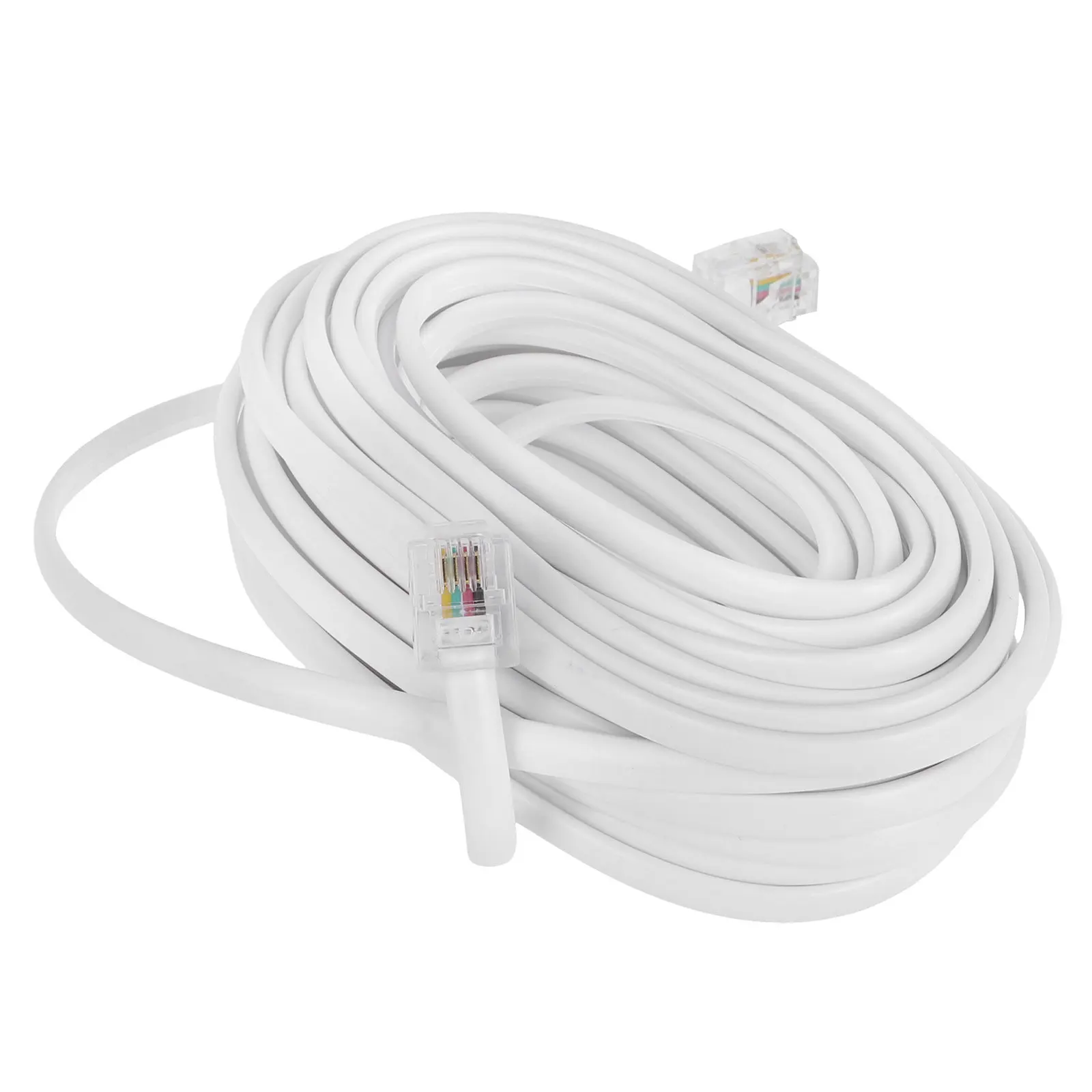 25ft Landline Telephone Extension Cable Cord Rj11 Rj14 Connector Plug Office Home Phone Landline Phone Cable Wire