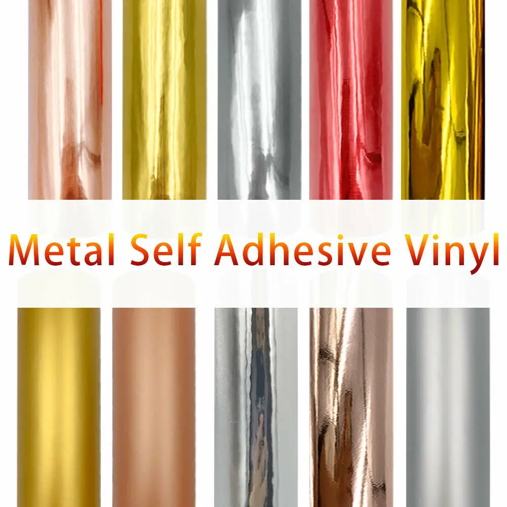 Brushed Matte Glossy Metal Permanent Adhesive Vinyl 6 Sheets 12