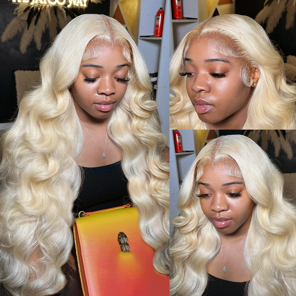 30 34 Inch 250 Density  Body Wave 613 Honey Blonde 13x6 HD Lace Frontal Wig Human Hair Transparent Lace Front Wig For Women