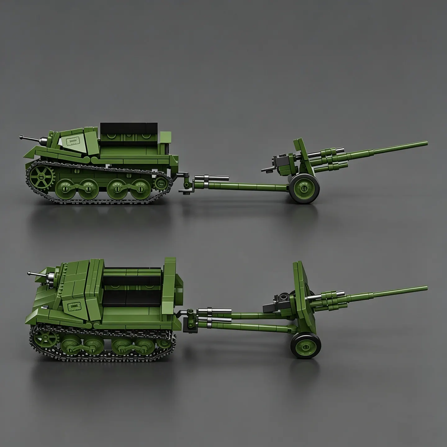 Anti-Tank Artillery Tractor Assembly Kit; Modular Tracked Armored Vehicle Model; Mortar Toy