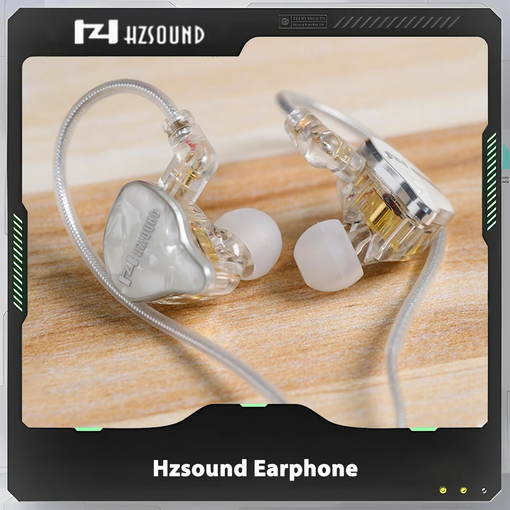 Hzsound Earphone White Snow High Quality Lcp+Pu Diaphragm 10mm Dynamic Driver In-Ear Hifi Gamer Headphone Custom Wired Earbuds