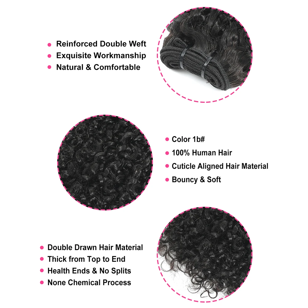 Raw Single Donor Super Double Drawn Pixie Curly Human Hair Bundles 12 Inch 12A SDD 100% Natural Cuticle Aligned Hair Extensions