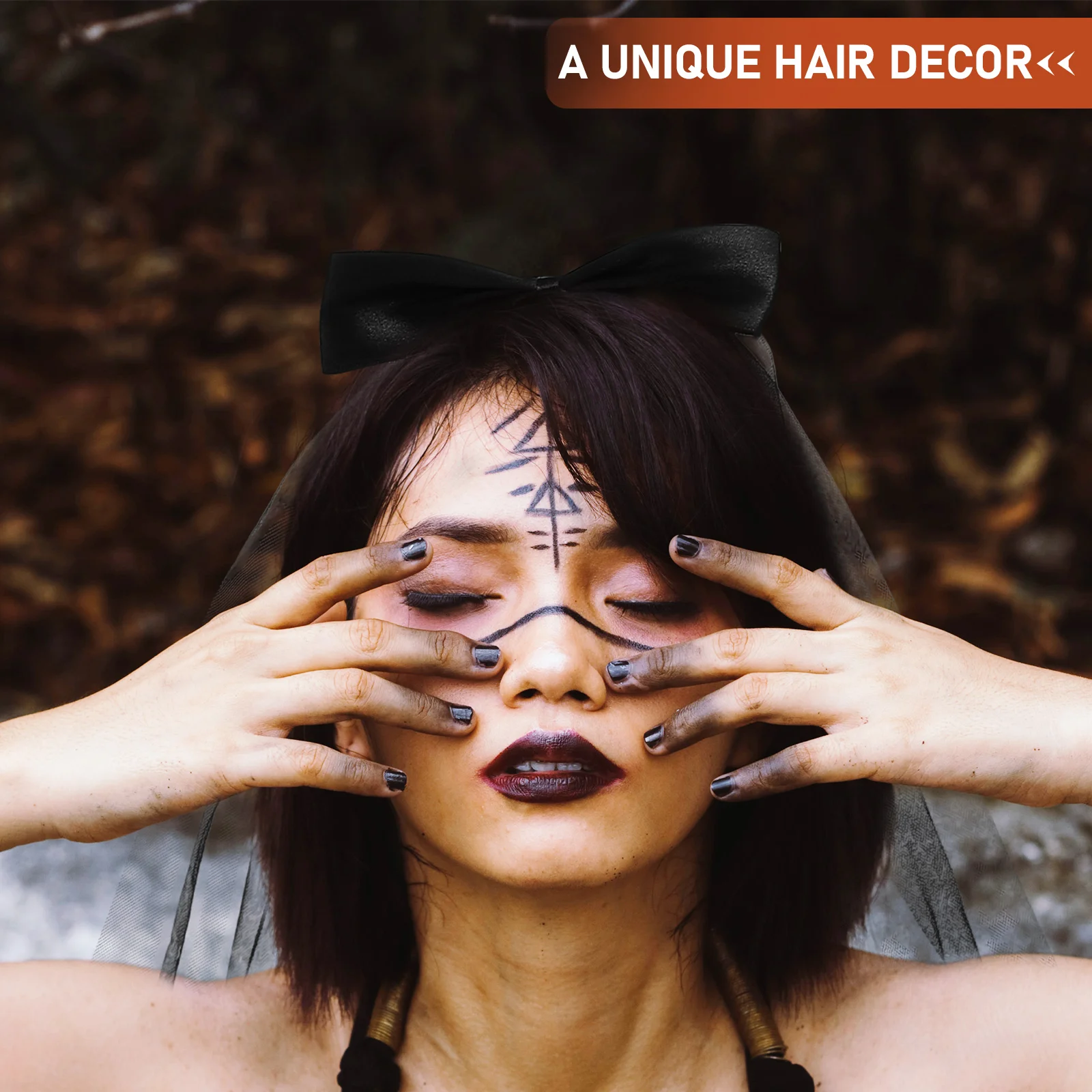 

Хэллоуин вуаль зажим готический стиль длинные волосы аксессуар костюм вечерние шпилька косплей черная прическа бант вуаль шпилька