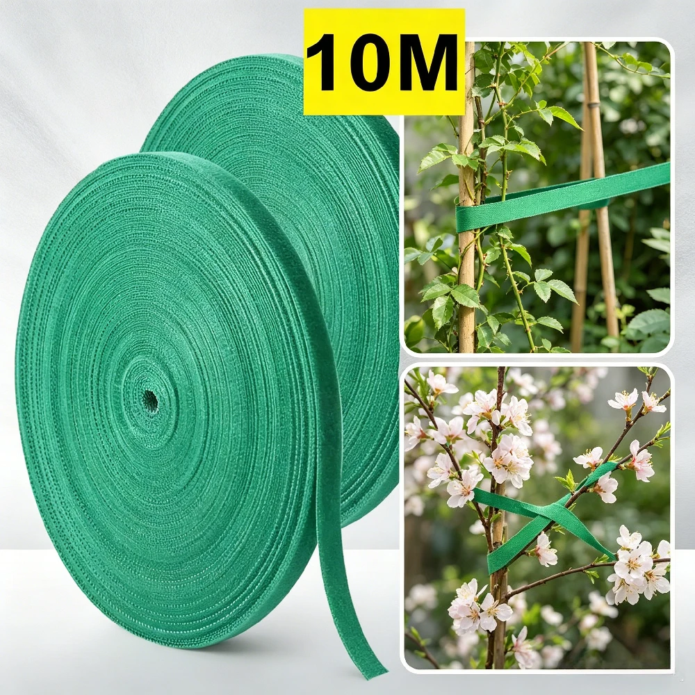 10M Nylon Plant Ties Plant Bandage Hook Tie Loop Adjustable Plant Support Reusable Fastener Tape for Home Garden Accessories