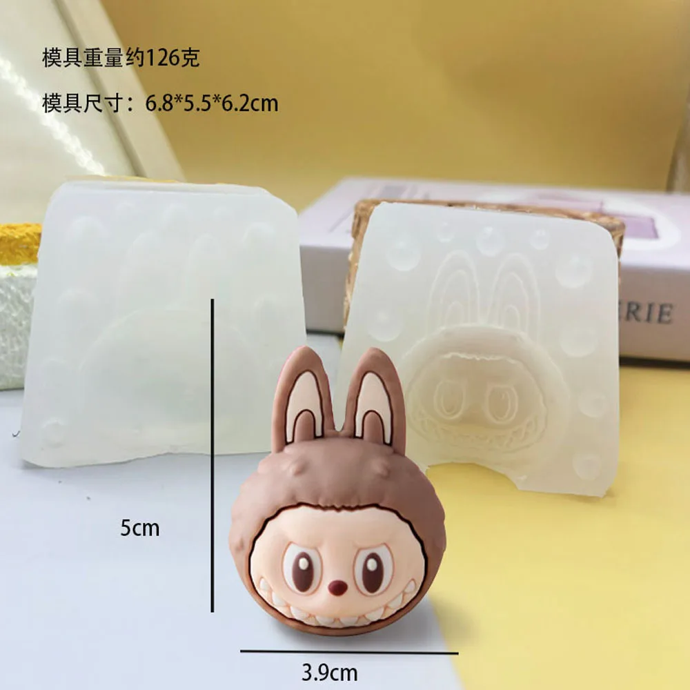 لطيف ثلاثية الأبعاد Labubu سيليكون Sugarcraft قالب الروائح الجص الصابون قالب شمع لتقوم بها بنفسك قالب الصابون لتقوم بها بنفسك Labubu دمية اليدوية الديكور