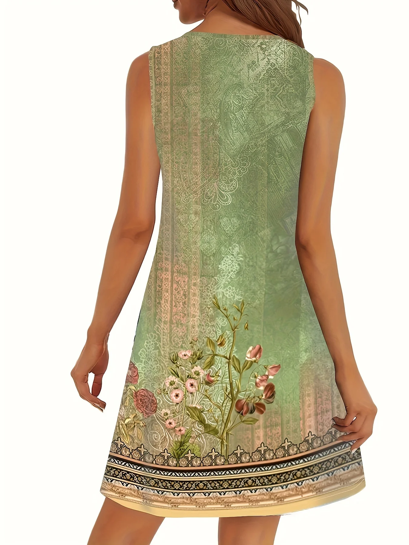 2025 New Bohemian Floral Print Mini Dress Women's Fashion Short Skirt Boho Style Clothing Spring Summer Trend