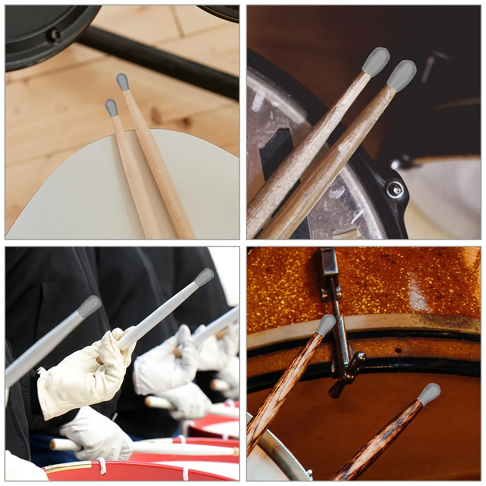 

Drumstick Protector Drumsticks Silent Practice Tip Grey Silica Gel Replacement Dampeners