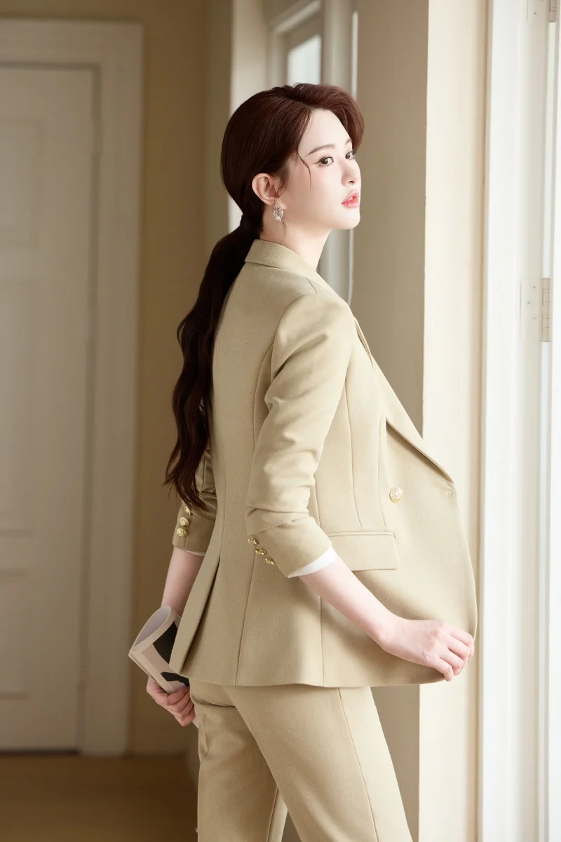 بدلة بناطيل نسائية أنيقة احترافية من AIyssa. بنطلون قطعتين + سترة بدلة 2024 خريف وشتاء نمط جديد