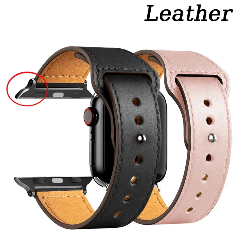 Leather strap For Apple watch band Ultra 2 49mm 44mm 40mm 38mm/42mm sport loop bracelet iWatch series 9 8 7 3 4 5 6 se 41mm/45mm