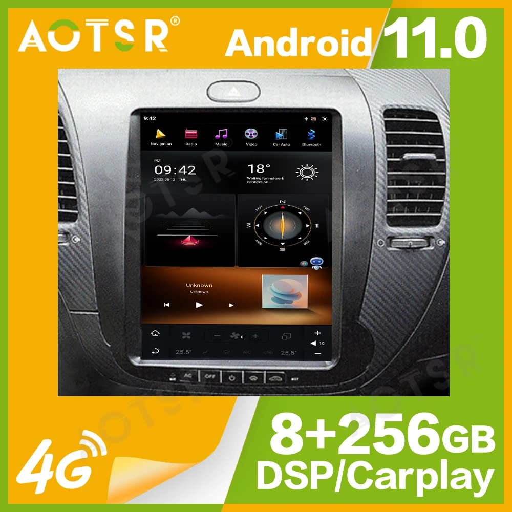 

10.4'' Qualcomm 8 coreFor Tesla For Kia K3 Car 2013-2017 Radio Multimedia Player Android 11 Auto GPS Navi Carplay Head Unit 2Din