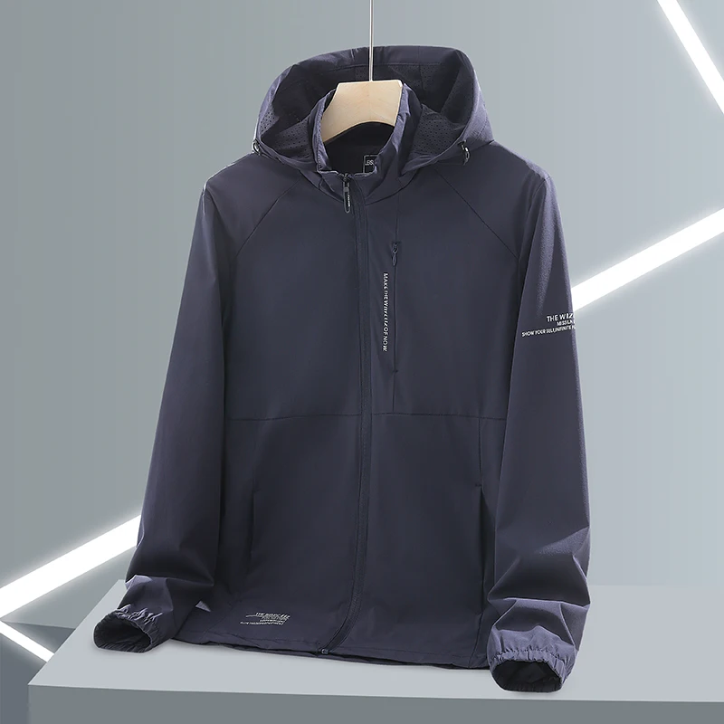 سترة الصيف كبيرة الحجم UPF50 + معطف الجلد طبقة واحدة تشغيل الرجال طبقة واحدة رقيقة الشمس حماية UvProof مقنعين الرجال سترة واقية #2