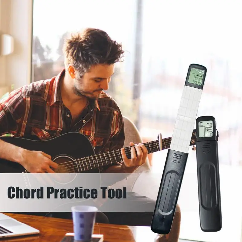 Digital Guitar Chord Trainer Ukulele Practice Training Tool With Rotating Chart Screen Portable Chord Finger Exerciser With