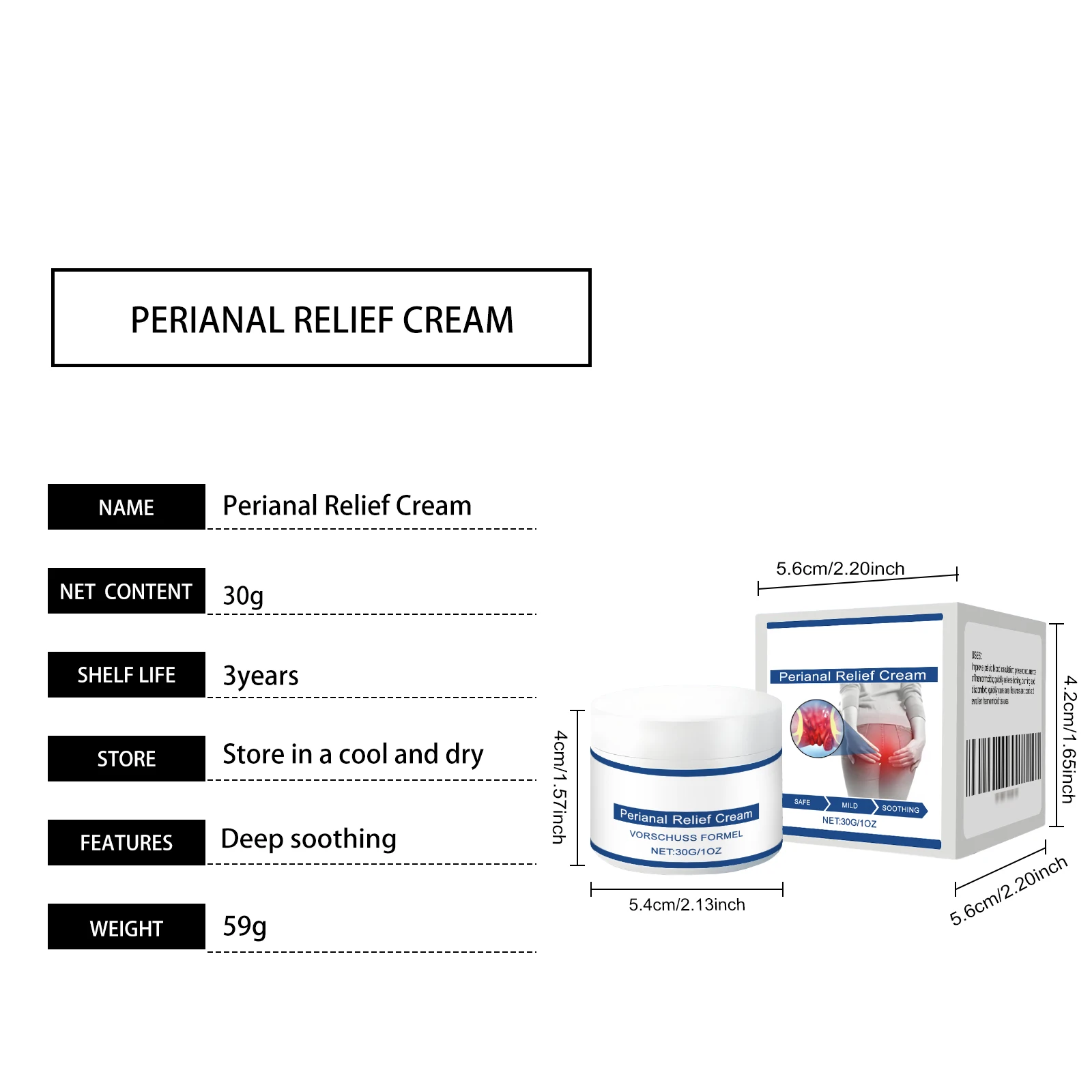 Perianal Care Cream Soothing Moisturizing Relief Discomfort Effectively Soothes Itching Redness Irritation Repairs Damaged Skin