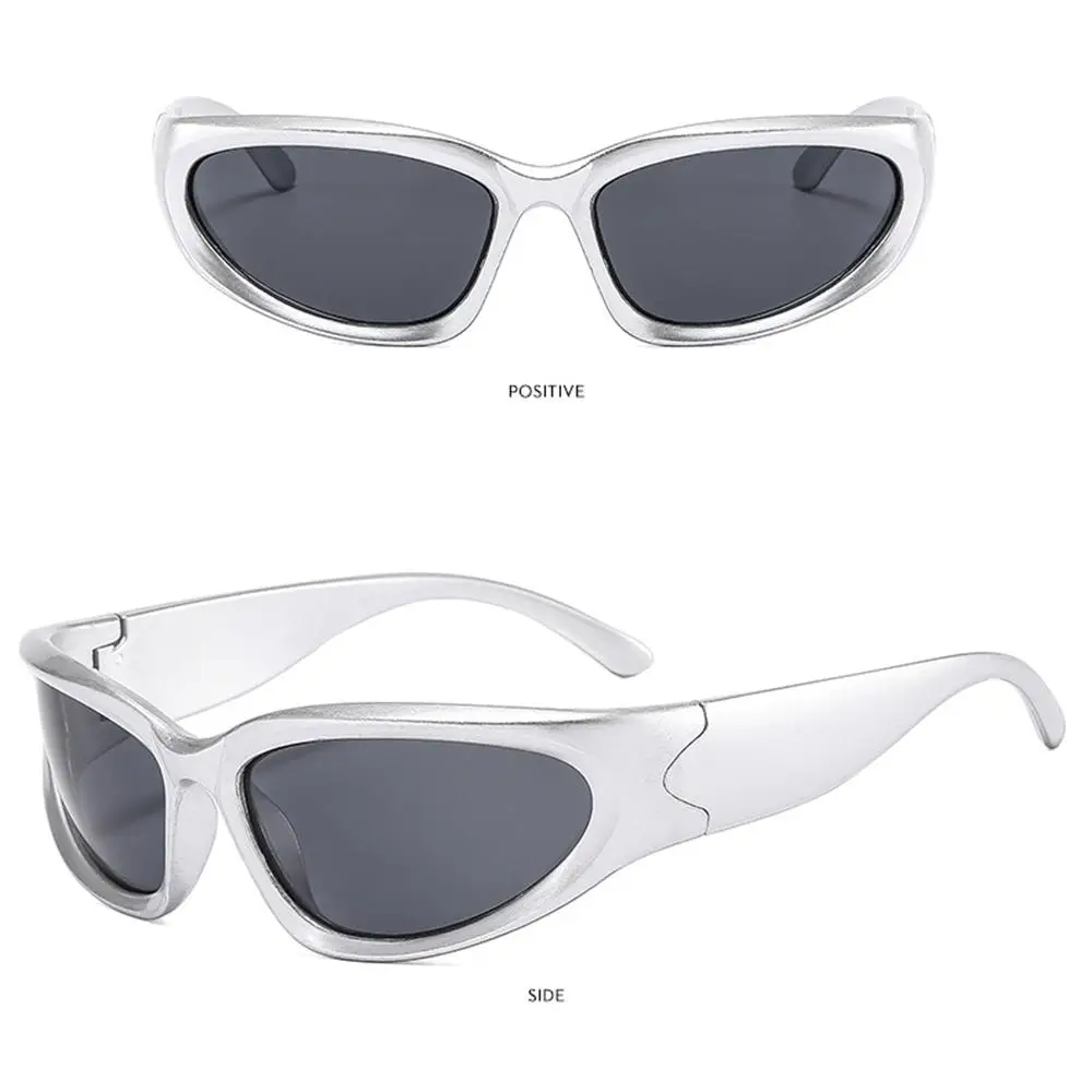 AliExpress Y2K Wrap Around Sunglasses Futuristic Oval Sports Sun Glasses 2024 Trendy Fashion Shades Vintage Punk Goggle Eyewear Outdoors