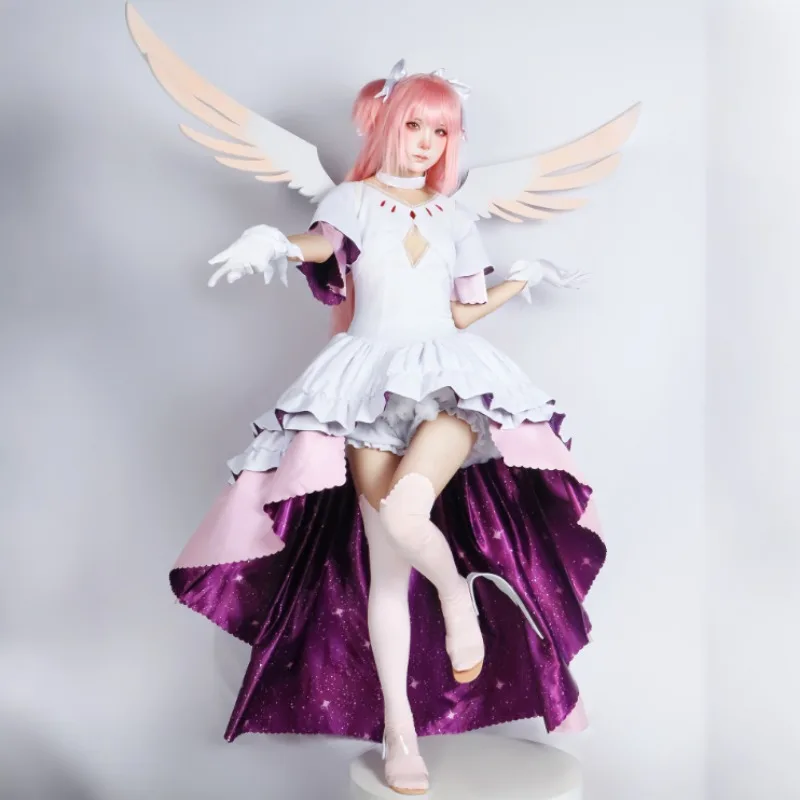 أزياء أنيمي Puella Magi Madoka Magica Kaname Madoka الذهبية التأثيرية أزياء المعركة الموحدة فستان الملاك ملابس الفتيات لحفلات الكرنفال