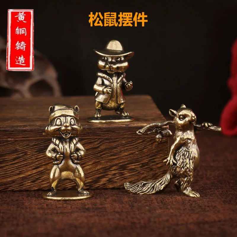 Brass Hat Squirrel Christmas Hat Hand Ornament Handheld Craft Home Decoration Copperware Win Immediately