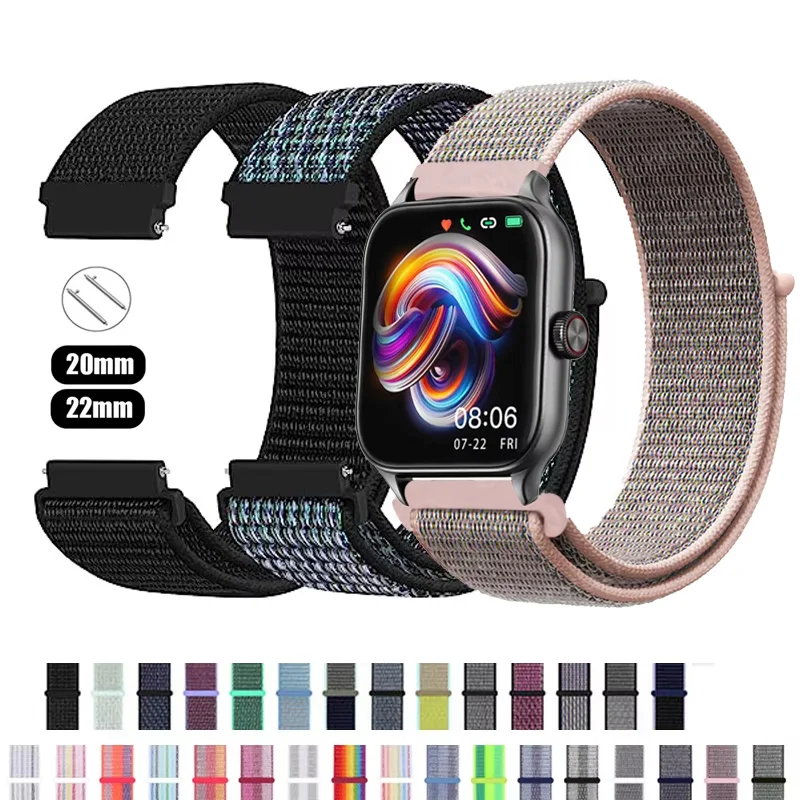 

20mm 22mm Nylon Loop band For Amazfit GTS4/2/3/3pro/2e/GTS2 Mini/GTR 4 42mm/47mm/GTR2/2e/stratos belt bracelet Amazfit bip strap