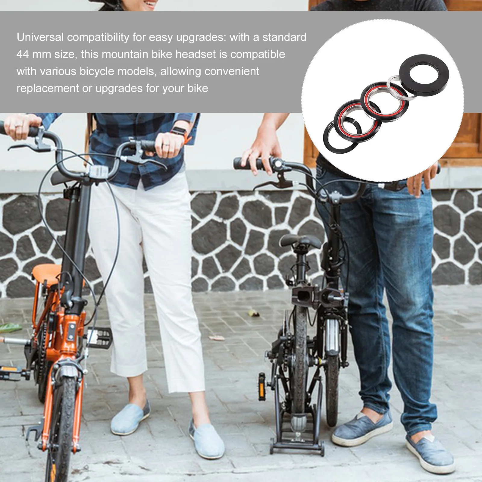 

Bike Headset Aluminum Bearings Smooth 44mm Replacement Cycling for Folding Bicycle Water Proof