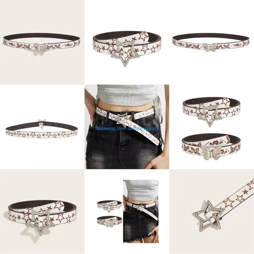 

573B Waist Belt Chain Embossed Butterfly for Casual Costume Belt for Jeans Dress