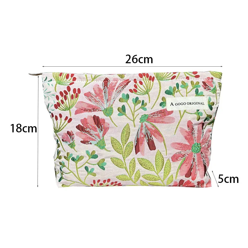 Bolsa de cosméticos Floral Ins, bolso de mano para mujer, bolsas de maquillaje, bolsas de almacenamiento portátiles para el cuidado de la piel, bolsa de aseo, bolsa de maquillaje, organizador de viaje