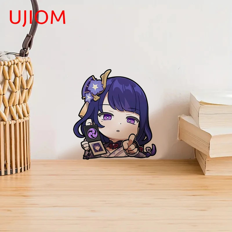 UJIOM 13cm x 11.9cm Genshin Impact Raiden Shogun Serious Wall Sticker Opaque Laptop Accessories Scratch-Proof Bedroom Graphics