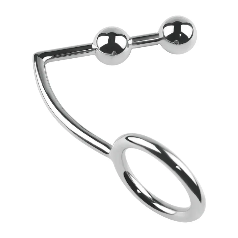 Male Chastity Cock Lock Anal Plugs /Cock Lock intruder with ball /Male metal Anal hook ring butt plug Alternative sex toys