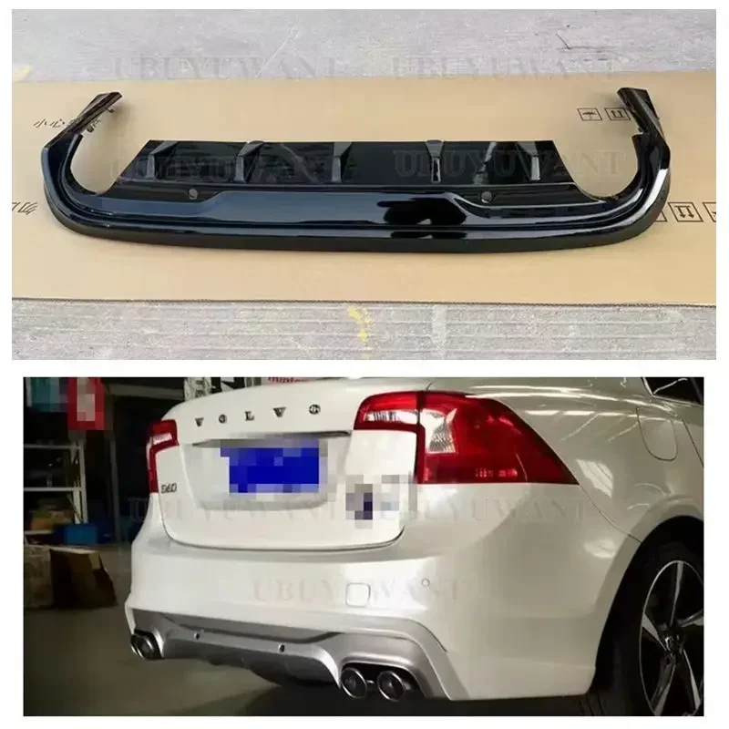 For VOLVO S60 V60 2014-2016 VOLVO V60 S60 ABS REAR BUMPER TRUNK LIP SPOILER DIFFUSER with Exhaust Tips view 3