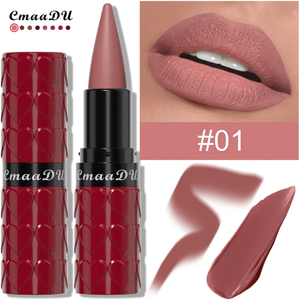 8-kolorowa szminka w kształcie serca, długotrwały matowy konturówka do ust, niełatwo się zmywa, poprawia kształt ust